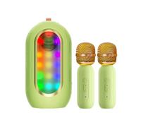 ERYUE Microphones Mini Machine Wireless Microphone and Speaker Set with 2 Microphone Reable LED Color Lights Handheld Mic Speaker Gifts for Girls Boys Birthday Party Outdoor Home