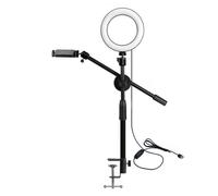 ERYUE Overhead Camera Mount Adjustable Stand for Recording Live Streaming with Fill Light for Makeup Artists Aluminum Alloy Phone Holder Video Recording, Drawing (B)