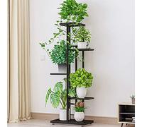 ERYUE Planter Stand Heavy Duty Storage Shelving Rack Adjustable Feet 5-Tier Display Shelf, Metal Dark Grey for Flower Pots Holder Home Garden Plant Lover, 1300g (Dark gray)