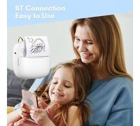 ERYUE Portable Mini Pocket Printer for Photos Labels Lists Files with Wireless BT Connection for Study Work Office, 203DPI Portable Thermal Printer Kids, White Pocket with 6 Roll Thermal Paper (3)