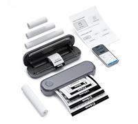 ERYUE Portable Thermal Printer Wireless Ink-less Printing for Office School Compatible with A4 Paper Size for Business Travel White Color 3pcs Paper Roll (Gray)