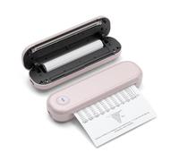 ERYUE Portable Thermal Printer Wireless Ink-less Printing for Office School Compatible with A4 Paper Size for Business Travel White Color 3pcs Paper Roll (Pink)