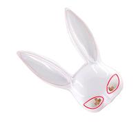 ERYUE Rabbit Mask Glowing Light Bunny Mask Halloween Accessory Pink and White Lights for Party Supplies (White)