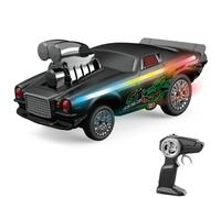 ERYUE Remote Control Drift Car for Boys, 1/16 Scale Electric Stunt Vehicle with Swaying Effect and Vibrant LED Lights, Perfect for Competitive Play Among Friends (Black)