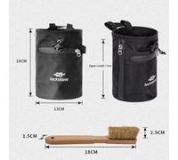 ERYUE Rock Climbing Chalk Bag with Fleece Lining, Anti-Slip Powder Access, 3 Elastic Brush Grooves, Suitable for Mountaineering, Yellow (Green)