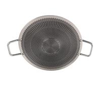 ERYUE Round Korean BBQ Grill Pan, Non Stick Stainless Steel (34cm) | Fast heat conduction, Easy to carry, Perfect for gatherings, Multi-use cookware, Non stick