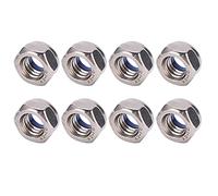 ERYUE Self-Locking Silver M8 Hex 304 Stainless Steel Nylon Lock Nuts Kit for Hardware Tools, 50Pcs