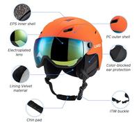 ERYUE Ski Helmet Snowboard Helmet with Removable Visor Goggles,Shockproof Lightweight Protective Ski for Winter Sports,PC EPS Material,Black/White/Orange/Purple,Adjustable Fit for Various Heads
