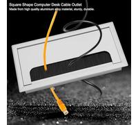 ERYUE Square Desk Cable Hole Top Cover with Flip Open Design for Neat Cable Passing on Office Table or Computer Desk Black (M)