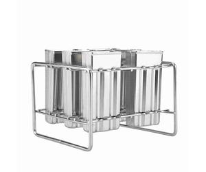 ERYUE Stainless Steel Ice Cream Mould Durable DIY Ice Pop Maker Tool for Home Kitchen, 6 Creams At Once, Smooth Shelf for Easy Use, Stainless Steel Material (Flat head double groove)