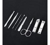 ERYUE Stainless Steel Nail Scissors Cutter Clippers Set Durable for Home and Travel Material Color Size Quantity 8 Pcs Fingernail Toenail Shearing Anti-Slip Design (Black)