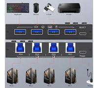 ERYUE USB3.0 Sharing Switch Efficient Multi-device Sharing for MAC Black Metal Material