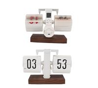 ERYUE Vintage Retro Digital Mechanical Flip Down Clock with Page Turning Numbers for Home Office Decor 12 Hour for Shelf Desk Dining Room Bedroom 304 Stainless Steel PVC Black Walnut 1 (White)