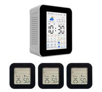 ERYUE Weather Station Real-time Forecast Monitor Alarm Clock for Weather Enthusiasts Indoor Outdoor Thermometer Wireless (with 3 sensors)