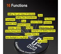 ERYUE Wireless Bike Computer Speedometer Multi-functional Odometer for Cyclists PVC/ABS Green