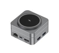 ERYUE Wireless Magnetic Charging Station Portable 15W Charger Multi-Ports Dock for Devices Dark Gray