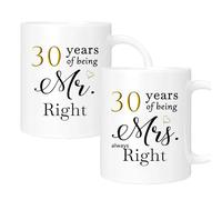 ERYUWOZA 30 Year Anniversary Coffee Mugs Set of 2, 30th Anniversary Wedding Gifts Decorations for Couple Parents Grandparents Men Women Husband Wife Him Her, Gift Box Packaging, 11oz
