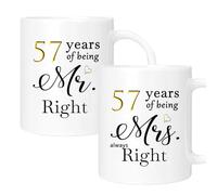 ERYUWOZA 57 Year Anniversary Coffee Mugs Set of 2, 57th Anniversary Wedding Gifts for Wife Husband Parents Couple Grandparents, 57 Year Anniversary Engagement Gifts Cups, 11oz