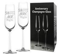 ERYUWOZA 58 Year Anniversary Champagne Flutes Set of 2, 58th Anniversary Wedding Gift for Couple, Him, Her, Wife, Husband, Parents, Women, Men, 58th Anniversary Decorations Gift