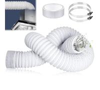 Erzekrim Aluminium Flexible Exhaust Hose 75 mm Diameter, 3 m Length, PVC Aluminium Pipe, 2 Stainless Steel Hose Clips, Air Conditioning Systems, Tumble Dryer