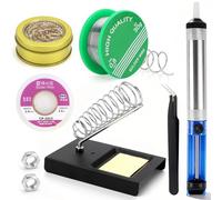 Erzekrim Soldering Tool Set, 6 Pieces, Solder, Desoldering Pump, Desoldering Wick, Soldering Tip Cleaner, Soldering Iron Stand with Sponge, Curved Tweezers, Soldering Accessories for Repair, Electric