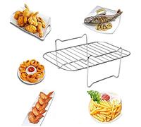 ERZU Air Fryer Rack For Double Basket Air Fryers, 304 Stainless Steel Multi-Layer Rack, Air Fryer Accessories Dehydrator Rack Compatible With Ninja Foodi DZ201/401 Instant Dual Basket - Rack Only