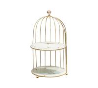 ERZU Birdcage Makeup Storage Rack - 1 or 2 Tiers Stainless Steel Stand Countertop Rack Large Capacity Cosmetic Shelf with Black White Ceramics Tray for Table Storage