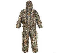 ERZU Ghillie Suit, 3D Suit, Lightweight Two-Piece Hunting Clothing, Breathable Woodland Camouflage Clothing, Zipper Design Jacket for Hunting, Shooting, Wild Birds, Stalking adaptable