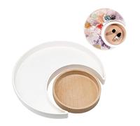 ERZU Moon Tray Crystal Holder, ABS Moon Shape Holder Crescent Wooden Round Sun Bowl, Elegant Boho Crystals Storage Jewelry Plate for Stones Crystals Jewelries Storage Display and Organizer