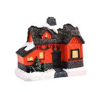 ERZU Village Set Resin House Snow Scene Building Statue LED Light, Town Winter Landscape Collectible Night Lighted Buildings Ornaments Kids for Holiday Table Church Decor