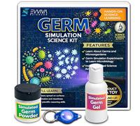 ES EVVIVA SCIENCES Germ Simulation Science Kit - Glow-in-the-Dark Powder & Gel - Blacklight Reactive Demonstration - Classroom Lab Activity - Ages 16+ - Simulates Transfer on Hands & Surfaces