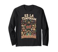 ES La Temporada Mexican Christmas Piñata Poinsettia Design Long Sleeve T-Shirt