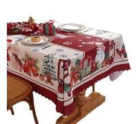 es-uk Christmas Table Cloth - Wipe Clean Tablecloth, Grease and Water Resistant Table cloths rectangle, Extra large Xmas tablecloth (Antique White, 150 * 200)