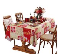 es-uk Christmas Table Cloth - Wipe Clean Tablecloth, Grease and Water Resistant Table cloths rectangle, Extra large Xmas tablecloth (Yellow, 150 * 220)
