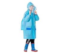es-uk Kids Waterproof Poncho Boys Girls Raincoats Kids Rain Mac in a Bag Rain Cover with Backpack Space (UN- Blue, 8-9 Years)