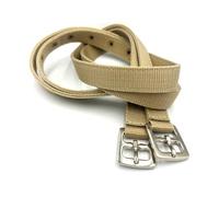 ES5012 Nylon Stirrup Leathers Set for Dressage Saddle and Versatile Saddle. Tear-Resistant with Stainless Steel Buckles in Many Colours. Adjustable Straps for Adults and Children (Khaki, 150 cm)