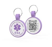 ESA Dog Tag, QR Code Dog Tag, Modifiable Free Pet Online Profile, Scannable QR Code, Scan QR Send Instant Location Alert Email, Silicone Lightweight ID Tag for Dog and Cat (Purple, Small)
