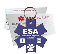 ESA Emotional Support Animal Identification Tag Pre-Engraved Medical Symbol Plastic - Purple - Small