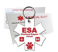 ESA Emotional Support Animal Identification Tag Pre-Engraved Medical Symbol Plastic - White - Medium