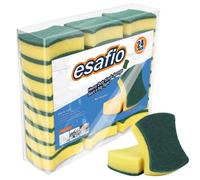 esafio 24 Pcs Heavy Duty Scrub Kitchen Sponges, Non-Scratch Cleaning Sponges,Multi-Purpose Scourer Pads for Pan Garage Bathroom,Yellow
