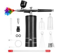 Esakoya Airbrush Kit Rechargeable Cordless Airbrush Compressor, Non-Clogging High-Pressure Air Brush Set with 0.3mm Nozzle and Cleaning Brush Set for Makeup, Barber, Nail Art, Cake Decor
