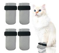 Esamploe 4 PCS Cat Mittens to Prevent Scratching,Mesh Breathable Cat Shoes,Adjustable Cats Anti Scratch Gloves,Suitable for Cats When Bathing and Nail Trimming (Grey, L)