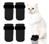 Esamploe 4 PCS Cat Mittens to Prevent Scratching,Mesh Breathable Cat Shoes,Adjustable Cats Anti Scratch Gloves,Suitable for Cats When Bathing and Nail Trimming (Black, L)