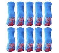 Esaroll Toddler Socks with Grips Non Skid Trampoline Socks for Kids Bulk 10 Packs, Blue, 10-16 Years
