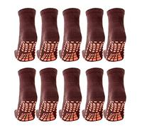 Esaroll Toddler Socks with Grips Non Skid Trampoline Socks for Kids Bulk 10 Packs, Brown, 4- 9 Years