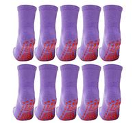 Esaroll Toddler Socks with Grips Non Skid Trampoline Socks for Kids Bulk 10 Packs, Purple, 4- 9 Years