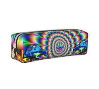 ESASAM Abstract Mushroom Colorful Mandala Leather Zipper Three-Dimensional Pencil Case, Simple and Elegant, Fashionable and Practical