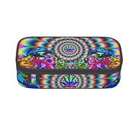 ESASAM Abstract Mushroom Colorful Mandala Print Pencil Case Spacious Oxford Cloth Storage with Multiple Compartments