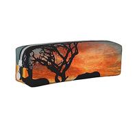 ESASAM African Elephant Leather Zipper Three-Dimensional Pencil Case, Simple and Elegant, Fashionable and Practical