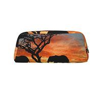 ESASAM African Elephant Leather Zipper Three-Dimensional Pencil Case, Simple and Elegant, Fashionable and Practical